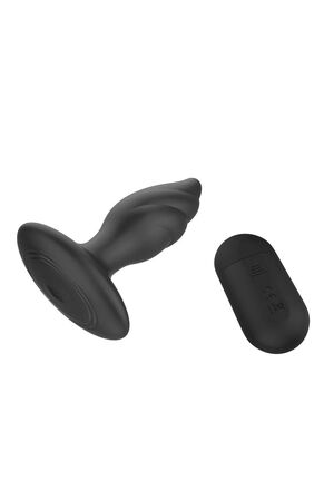 Черная анальная вибропробка Angelina Remote Rotating Plug - 14 см.